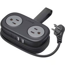 4 Ft. Black Travel Power Strip Compact Wrapped Short Extension Cord with 4 Outle