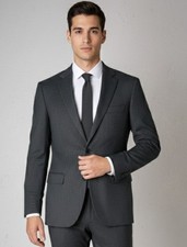 Zara Man Wool Blazer Grey Dark Wash Men  s Size 44 Pockets Dry Clean Only 355
