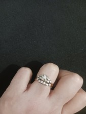 Designer FD 14KT White Gold Princess Diamond Halo Engagement Wedding Ring Set