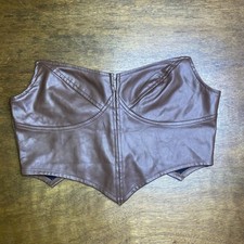 Faux Leather Bustier Brown Womens Large