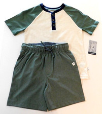 Tommy Bahama Boys Outfit T-Shirt  Shorts Green Cream XS/4 Cotton Polyester NEW