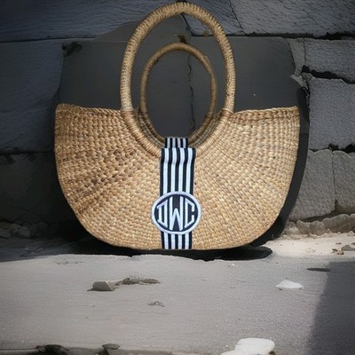 Monogrammed Hard Handled Shoulder Basket Tote