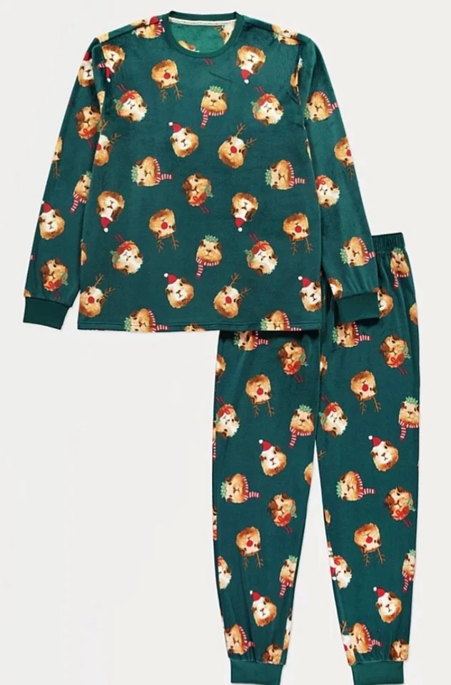 Christmas Family Matching Green Fleece Guinea Pig Pyjamas Mens Ladies Kids - image 3 of 4