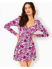 Lilly Pulitzer Anne skirted romper mini dress Elderflower pink knit twist new S