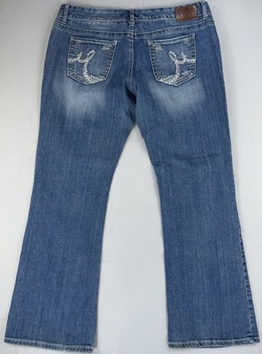 Maurices Jeans Women s Size 13/14 Regular Blue Denim Embroidered Back Pocket