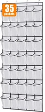 35 Large Pockets Over The Door Shoe Organizer Sturdy Oxford Fabric Hanging Shoe