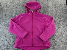 LL Bean Womens Fleece Lined Jacket Hot Pink Zipper Polyester  Spandex Sz L/Pet