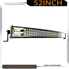 52" 711W Curved Triple Row LED Light Bar Spot Flood for Offroad Trucks