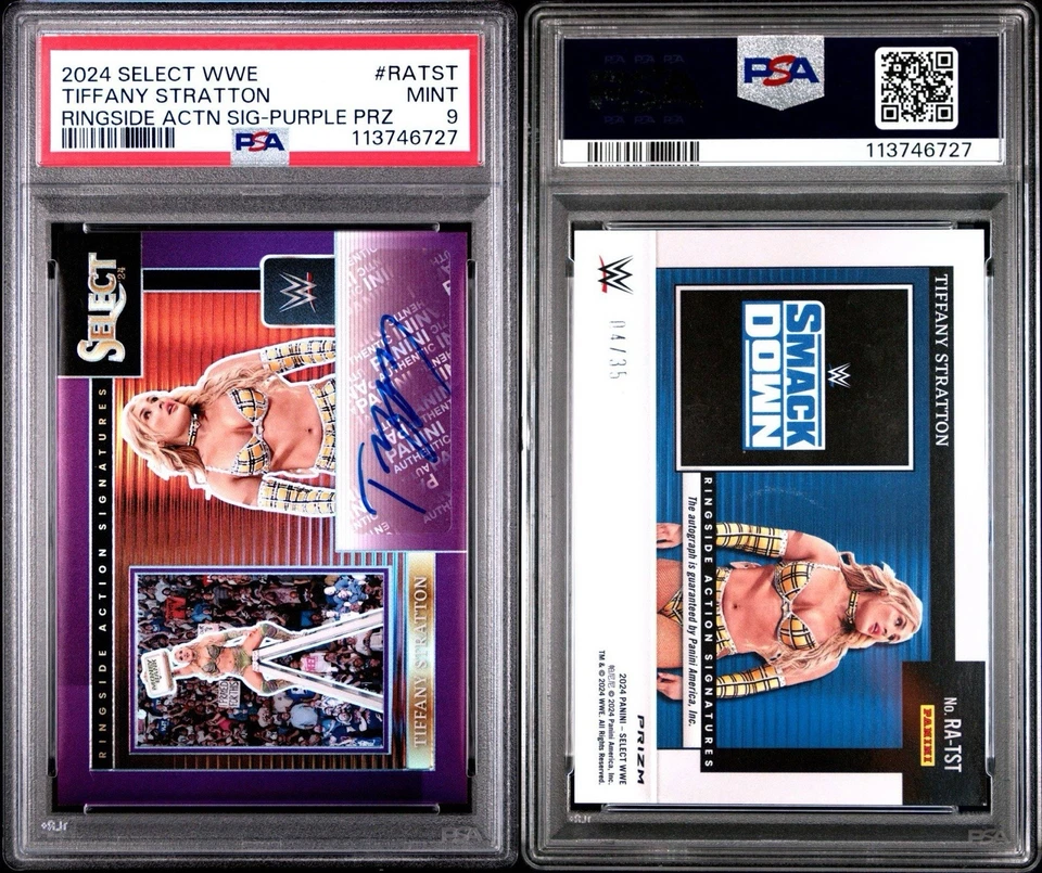 Tiffany Stratton Auto (4/35) PSA 9 🔥 2024 WWE Select Ringside Signatures Purple - Image 3 of 3