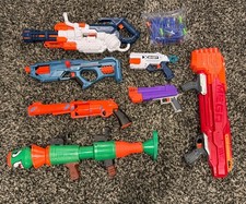 Nerf Gun Collection Pre-owned Functioning Dart Guns With Bullet Bag