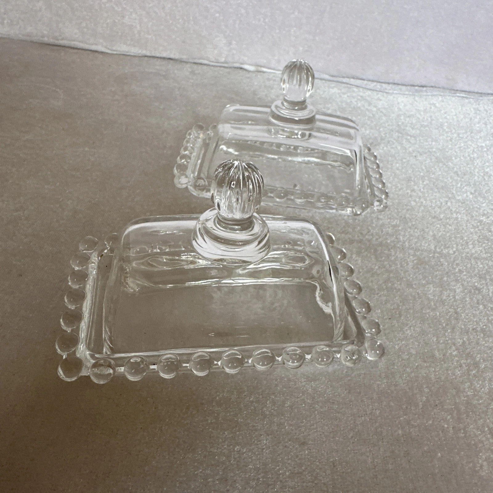 Catalina Circleware Clear Glass Mini Lidded Butter Dish Candlewick Toy/Child Sz.
