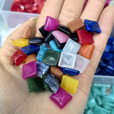 50pcs 10mm Mixed Natural Stone Square CAB CABOCHON for DIY Jewelry Making