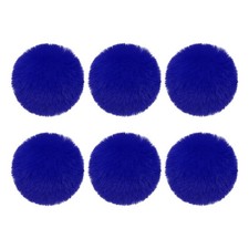 6Pcs Fluffy Soft Faux Fur Pom Poms for Hats with Elastic Loop Blue