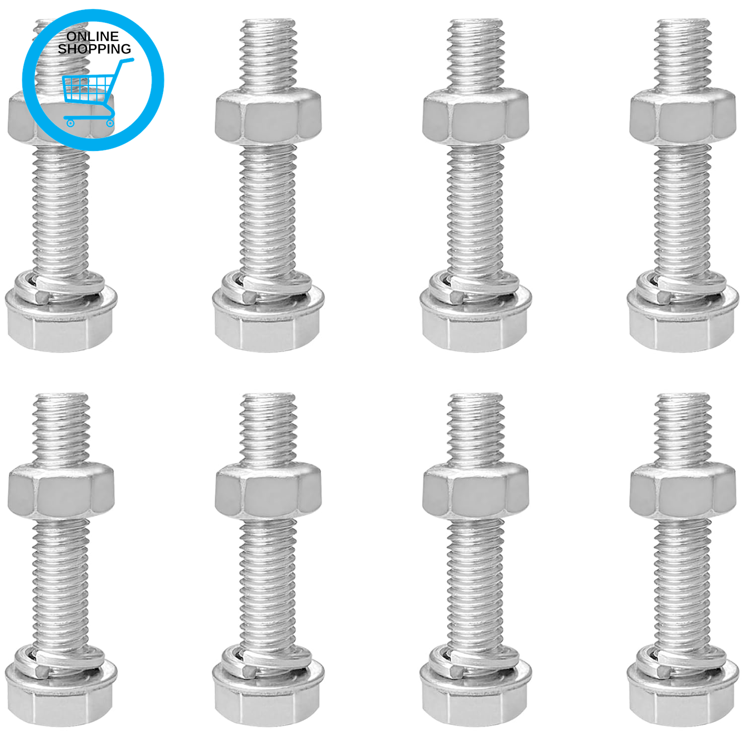 8 Sets of Hex Bolts with Nuts and Washers,304 Stainless Steel M8 Nut and Bolt Co