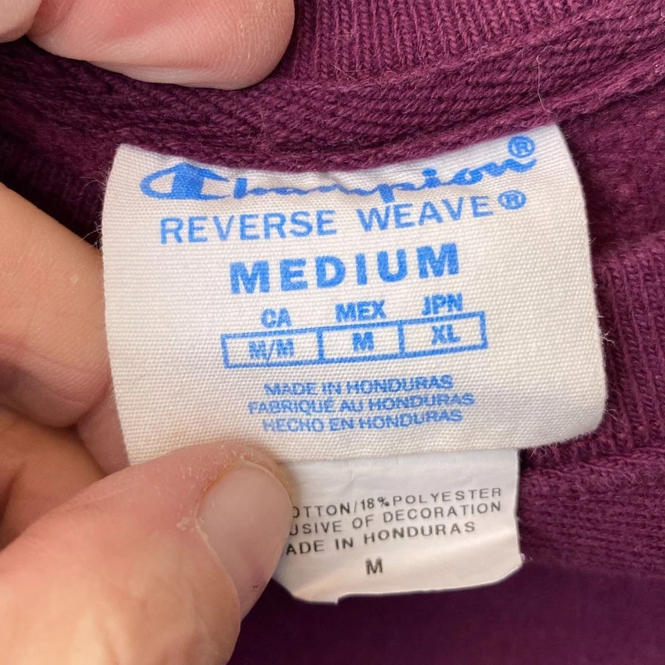 Champion Mujer Tejido Inverso Sudadera Mediana Borgoña Vintage Pullover Casua Foto 3 de 4