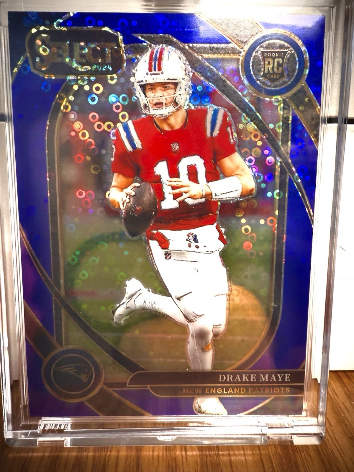 JERSEY NUMBER!!!! 2024 Select Drake Maye Club Level RC Blue Disco 10/25 !!!!