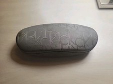 CALVIN KLEIN SILVER GRAY EYE GLASSES / SUNGLASSES CASE CK LOGO MONOGRAM