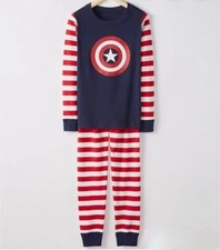Hanna Andersson Marvel Captain America Shield Striped Pajamas Adult Large