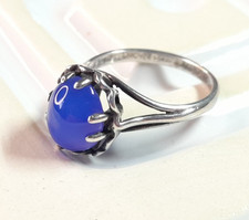 Vintage Sterling Silver Ring Blue Stone Something Old Bride 925 Jewellery