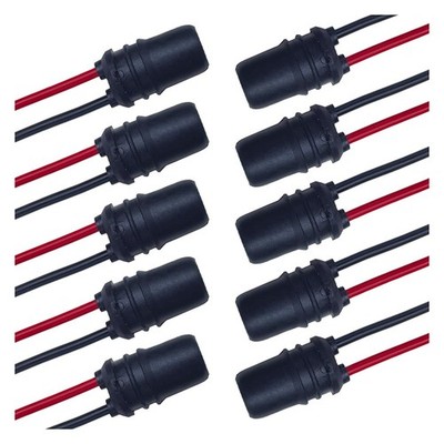 T10 194 Instrument Bulb Socket for Car, Round Mouth Pre-Wired Harness 10PCS 