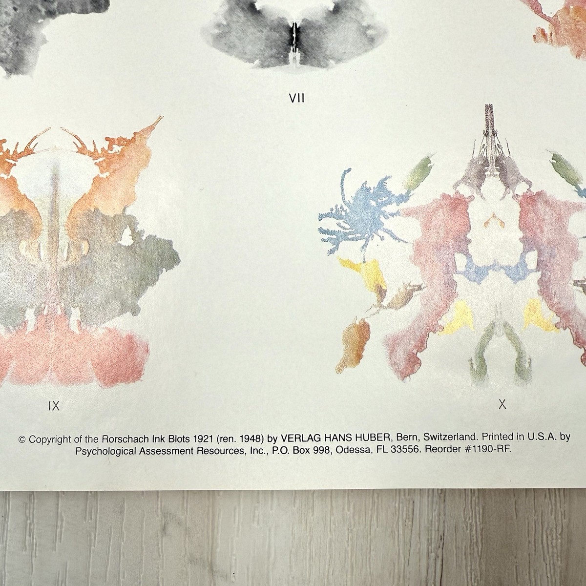 1948 Rorschach Color Edition Ink Blot Sheet Original Hans Huber