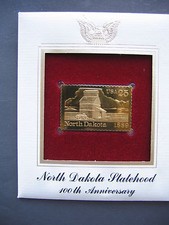 1989 NORTH DAKOTA STATEHOOD 100TH Gold GOLDEN Cover Replica FDC 1889 STAMP