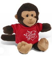 PLUSH I LOVE YOU RED SHIRT- SUPER-SOFT PLUSH - MONKEY 9"