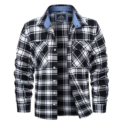 Camisa de franela a cuadros ligera informal de algodón manga larga primavera otoño para hombre - Imagen 9 de 73