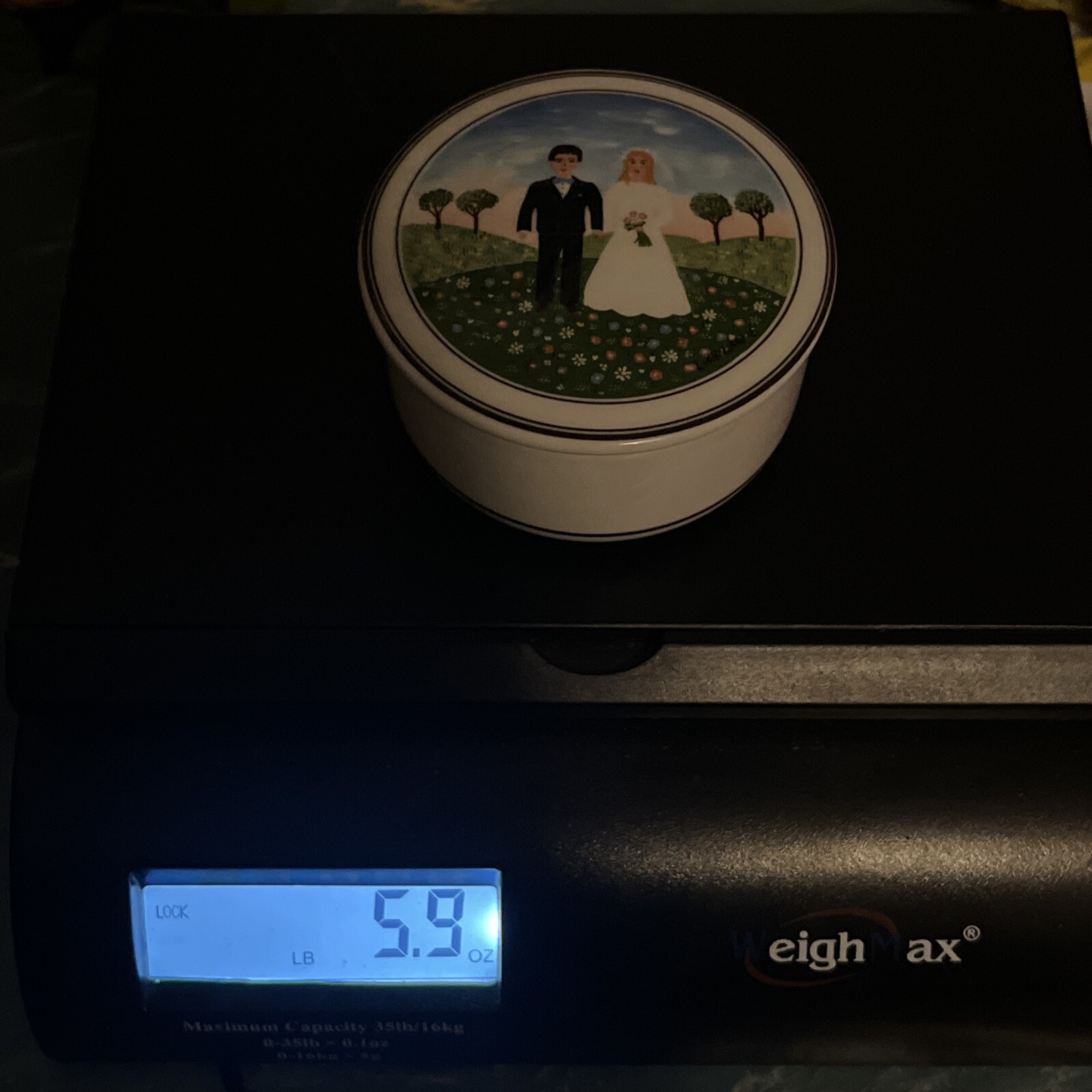 Villeroy & Boch Bride & Groom Design Trinket Box Naif Wedding Porcelain 3"