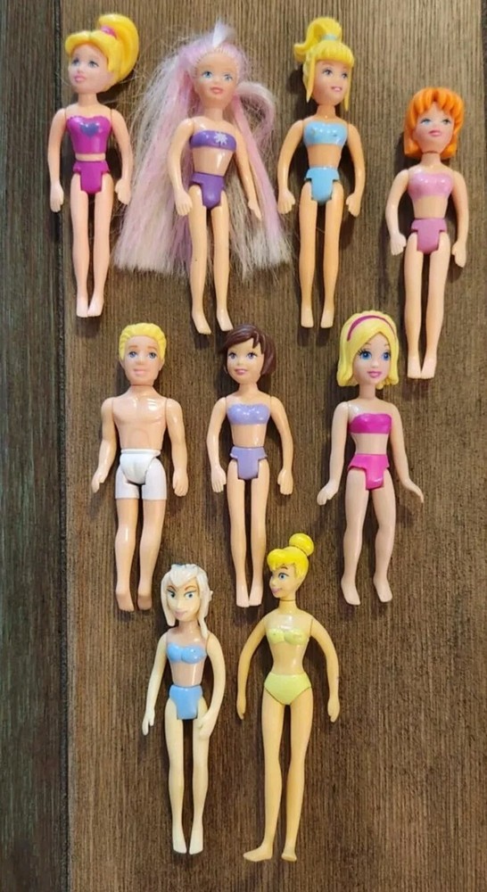 Polly Pocket Lot of 9 Dolls 8 Girls and 1 Boy