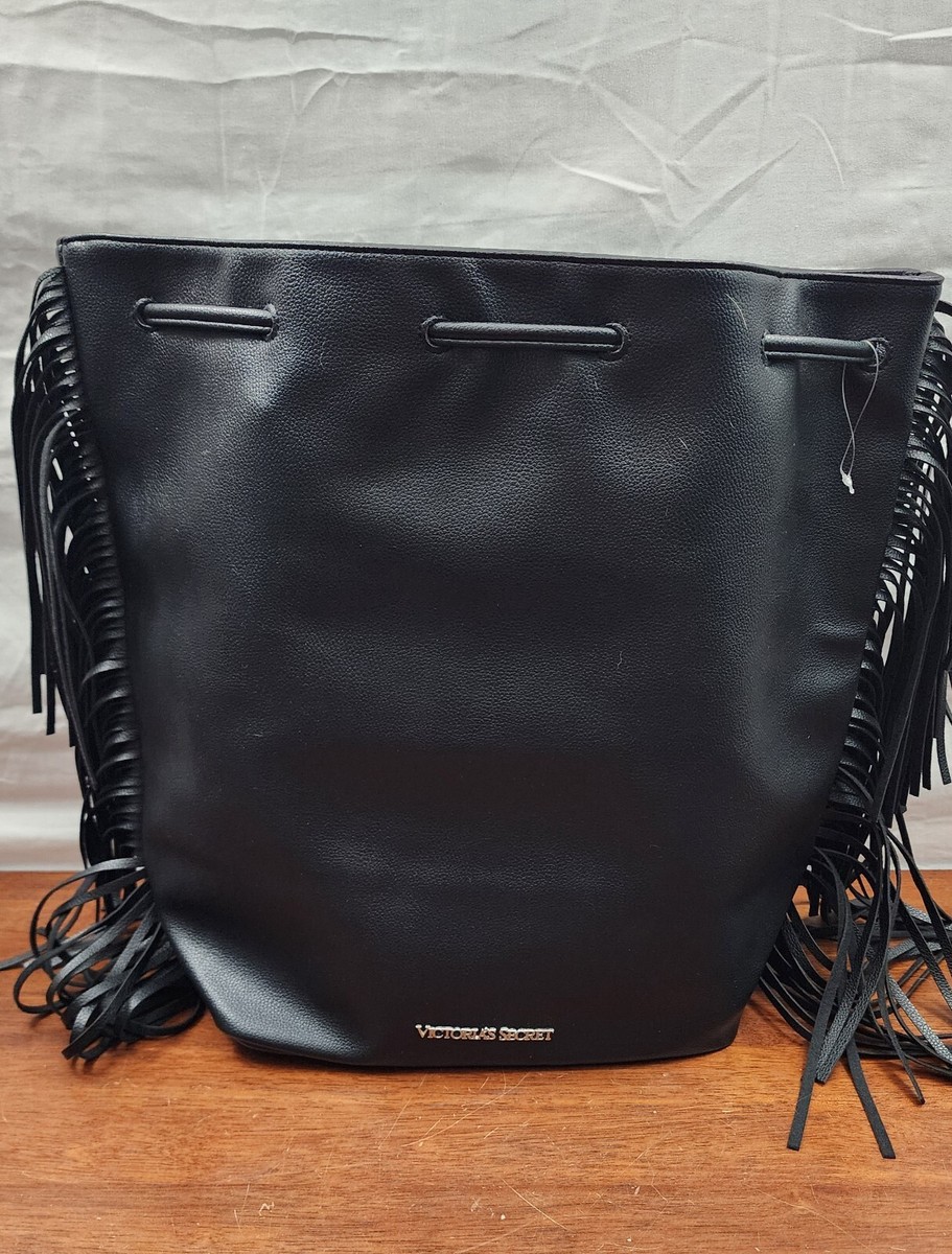 Victoria\'s Secret Black Leather Fringe Back Pack Bag Shoulder Victoria main image 2
