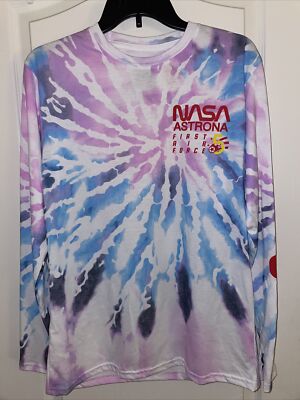 New NASA Astrona First Air Force TIE DYE Tee Medium Size T-Shirt Long  Sleeves