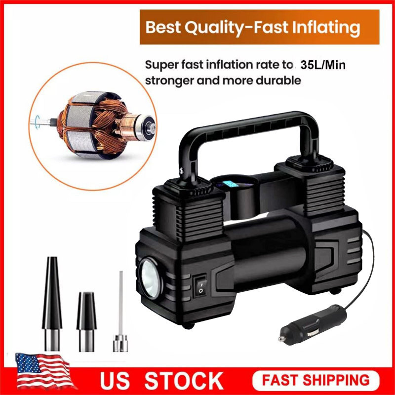 Heavy Duty 2 Cylinder 12V 150PSI Car Tyre Auto Tire Inflator Pump Air Compressor