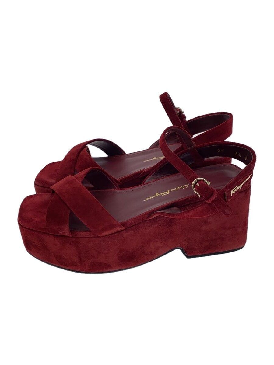 Salvatore Ferragamo Sandals Velvet Platform UK6.5 RED Suede Salvatore Ferragamo Sandals Velvet Platform UK6.5 RED Suede