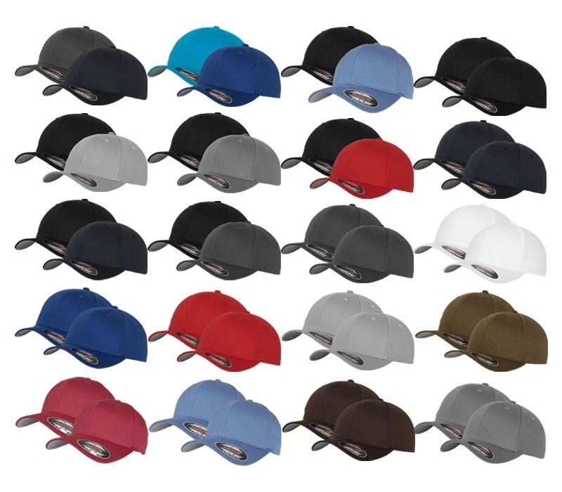 2er ORIGINAL FLEXFIT® CAP BASEBALL CAPS graue Unterseite S M L XL XXL BASECAP