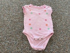 Faded Glory Stretch Girls Pink Flower Bodysuit 12M