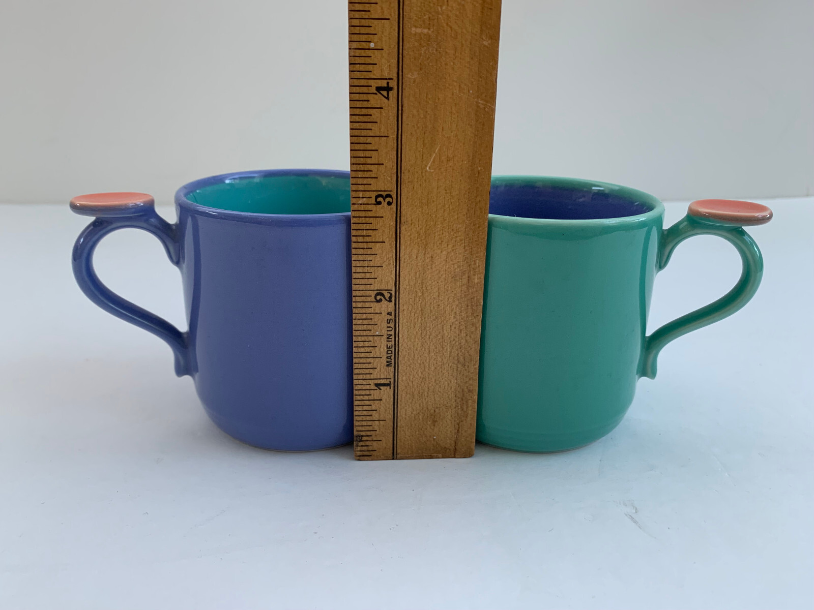 1980s Lindt-Stymeist Colorways Child Mugs x2 Children Thumbprint Vintage RARE