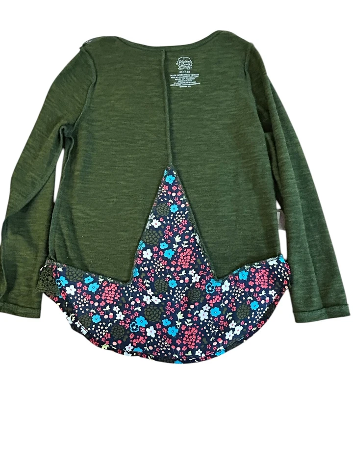 Camisa feminina Faded Glory tamanho M-7/8 verde/floral manga longa - Imagem 3 de 4