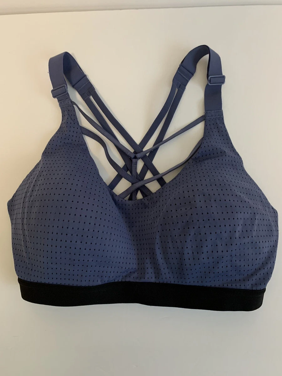 Lightweight Victorias Secret Strappy Sports Bra Size 32DD blue perforated  Padded