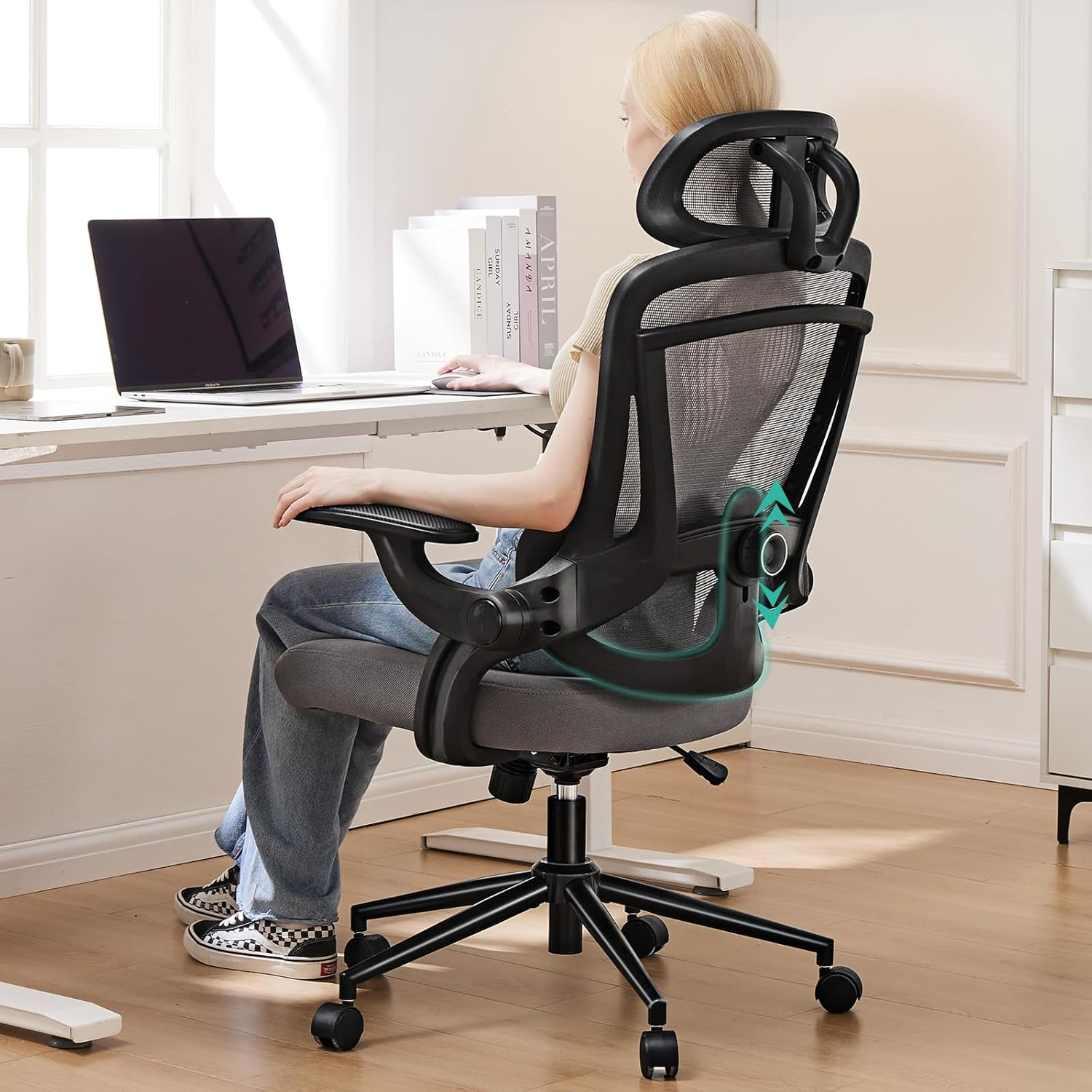 Ergonomic High Back Office Chair with Adjustable Lumbar Support and Height Adjustment-image