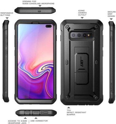 SUPCASE for Samsung Galaxy S10+, Rugged Case Rotatable Holster Shockproof Cover