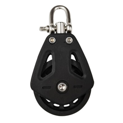 Black Rotating Bearing Pulley Block Nylons High Load Capacity Single Pulley