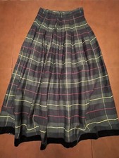 Vintage Herman Geist Pleated PLAID Rayon/Wool Skirt MIDI Size 8