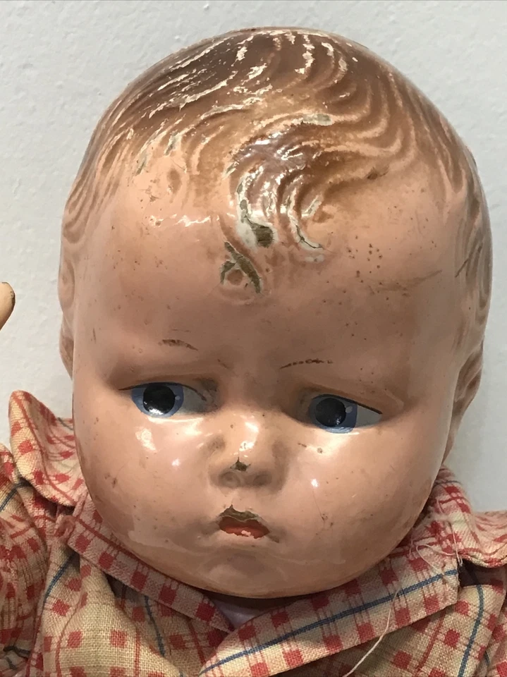 Antique Effanbee Grumpy WALK TALK SLEEP Doll Compo/Cloth 11.5" Boy Cowboy Outfit - Image 2 of 4