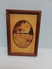 Hudson River Inlay Framed Marquetry "SEASCAPE" Signed by Jeff Nelson 9.75"x6.75"
