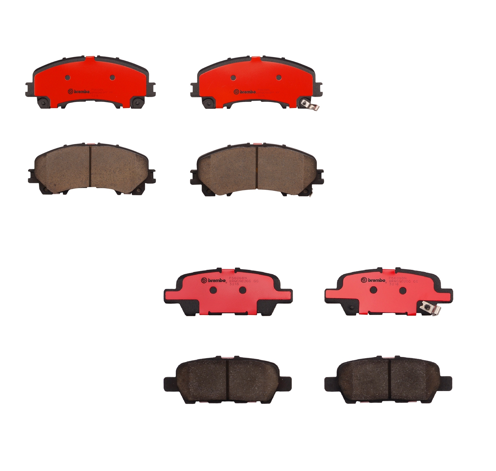 Brembo Front and Rear Slotted NAO Ceramic Brake Pad Set Kit for