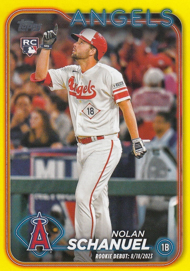 NOLAN SCHANUEL TOPPS UPDATE ROOKIE YELLOW PARALLEL RC ANGELS #US193 2024 24