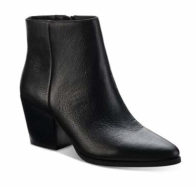 Sun + Stone Eryn Block-Heel Booties (Black, 9.5 M)