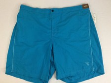 Mens Swimsuit 1XB Board Shorts Roundtree Yorke Blue Pockets Zipper Lined Elastic