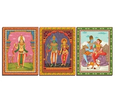 Religious Gods Framed Wall Hanging Digital Print Painting Home Decor Set Of 3
